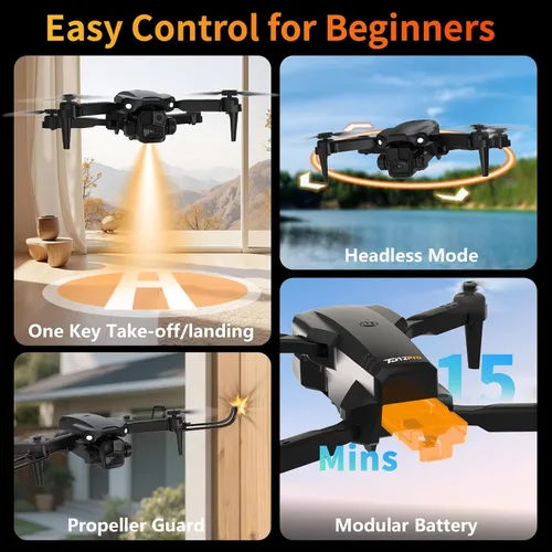Vista 4 de Drone with 1080P Camera for Adults, Foldable Drone with LCD Screen Remote Drone with HD LCD Screen Remote, Foldable RC Quadcopter for Beginner, 3D