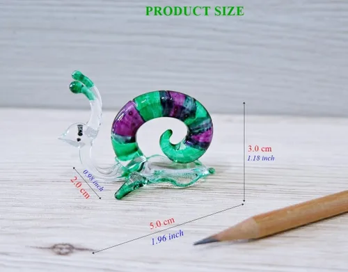 Vista 5 de 1shopforyou 1 figura de cristal soplado a mano de caracol, mini decoración coleccionable para el hogar (verde)