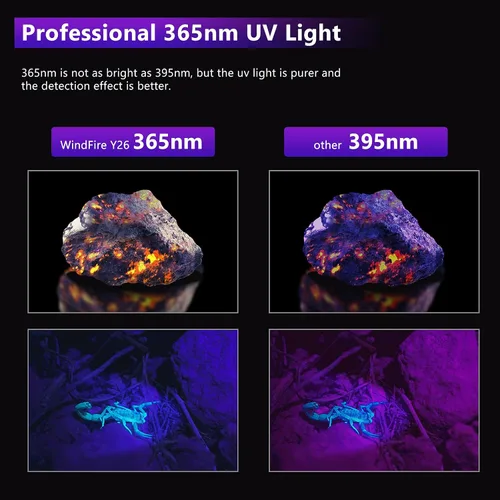 Vista 2 de Linterna UV de 365nm con lente de filtro Linternas recargables de luz negra