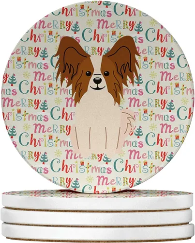 Vista 212 de Abyssinian Sand Terrier Merry Christmas - Posavasos grandes de piedra arenisca (4 unidades)