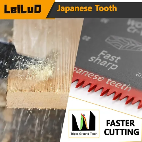 Vista 5 de LEILUO 7 hojas de sierra oscilantes universales extra largas de dientes japoneses y titanio multiherramienta para madera con clavos, cuchillas