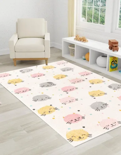 Vista 4 de Unique Loom Whimsy Collection - Alfombra rectangular de 2 pies 2 pulgadas x 2 pies 11 pulgadas, marfil/negro