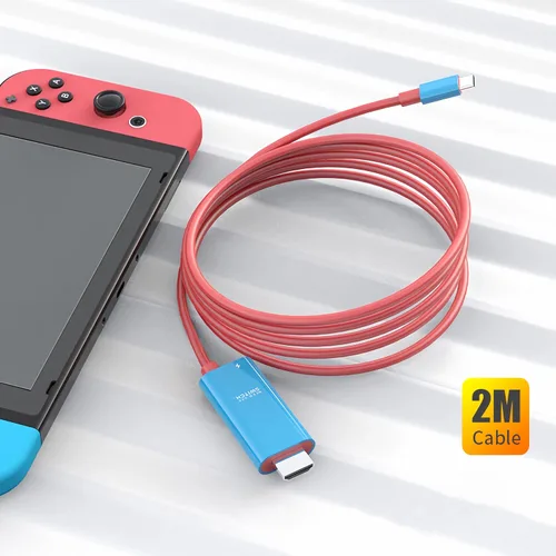 Vista 3 de Cable USB-C a HDMI de 6.6 pies para Nintendo Switch NS/OLED, reemplaza la estación de acoplamiento Switch con puerto PD de 100 W