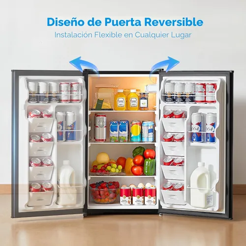 Vista 6 de Midea MERM33S1ABB - Mini refrigerador compacto de 3.3 pies cúbicos con luz interna, termostato ajustable, puerta reversible, bajo nivel de ruido