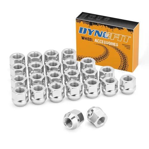 Vista 13 de dynofit Tuercas de llanta de 1/2 pulgada a 20 compatibles con Ford Ranger Mustang Jeep Grand Cherokee Wrangler, 20 tuercas cromadas de 1/2 x 20
