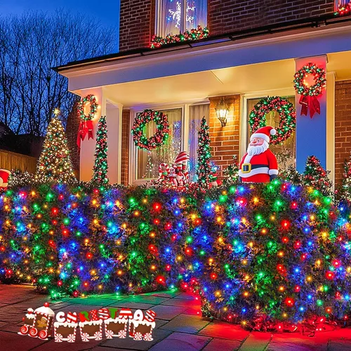 Vista 8 de JMEXSUSS 360 Luces LED de Red de Navidad para Exteriores Luces de Malla, Luz de Arbusto Conectable para Decoraciones de Árbol de Navidad Jardín