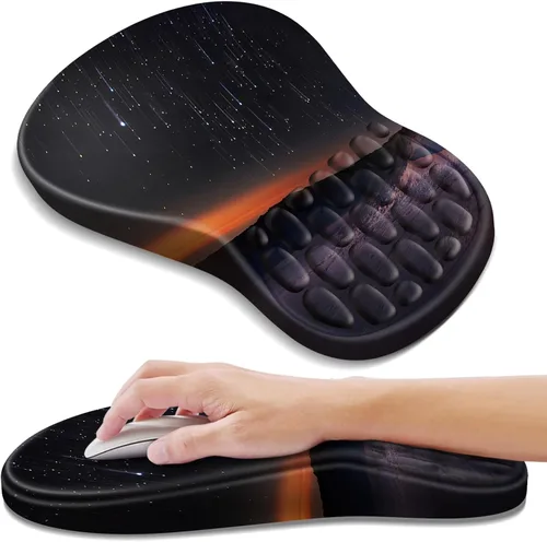 Vista 25 de YIWEI Alfombrilla de mouse ergonómica con soporte para muñeca, alfombrilla de mouse de espuma viscoelástica de gel para teclado de computadora