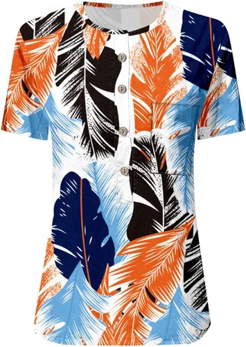 Vista 3 de Midsummer - Cuello redondo para mujer manga corta suelta y se celebra el 14 de febrero de cada año pintado