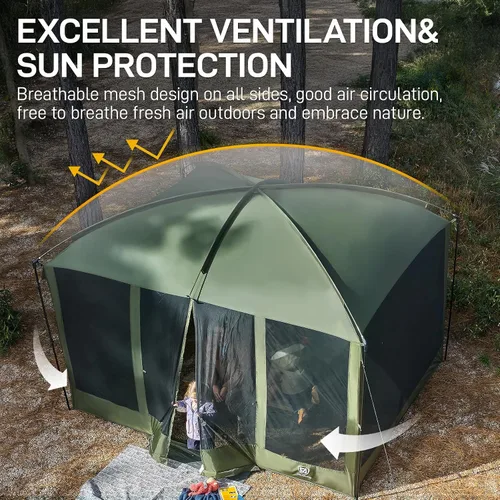 Vista 3 de EVER ADVANCED Pantalla magnética para habitación de 11 x 9 pies, entrada manos libres, cámara de pantalla con protección solar para campamento