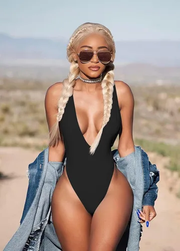 Vista 3 de LAGSHIAN Mono sexy de una pieza con cuello en V profundo sin mangas para mujer