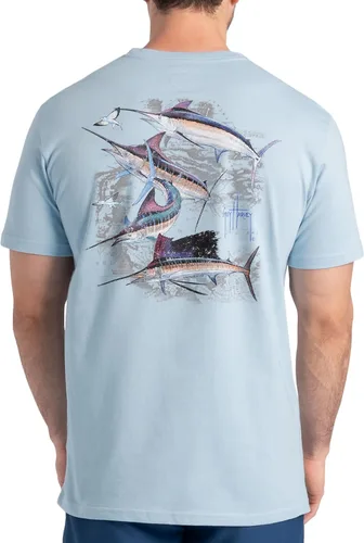 Vista 19 de Guy Harvey Camiseta de manga corta con bolsillo gráfico de algodón OG para hombre Leche de Almendra/Rig Masters