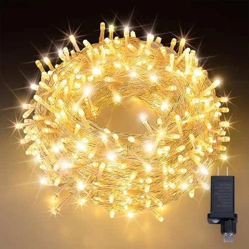 Vista 9 de Etinga - Guirnalda de 100 luces LED rosa, 33 pies con enchufe, luces de hadas decorativas con 8 modos para interiores y exteriores, dormitorio