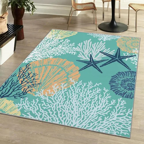 Vista 21 de Tritard Alfombra de área costera de 2 x 3 pulgadas - Pequeña alfombra plegable lavable a máquina, antideslizante, para entrada, alfombra de playa