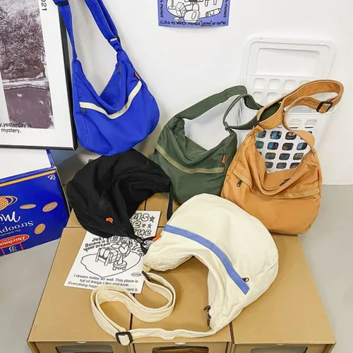Vista 3 de Bolso de lona para mujeres y hombres, bolsos unisex para mujer, bolsos cruzados, bolso de hombro Hobo para adolescentes y niñas