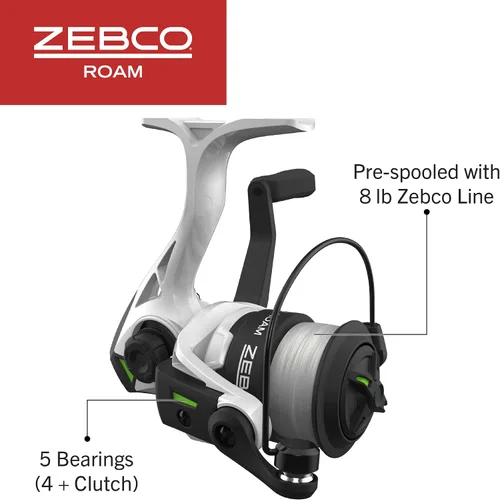 Vista 5 de Zebco Roam - Combo de carrete giratorio y caña de pescar, caña de fibra de vidrio de 6 pies, mango Split ComfortGrip, pomo de mango Soft-Touch