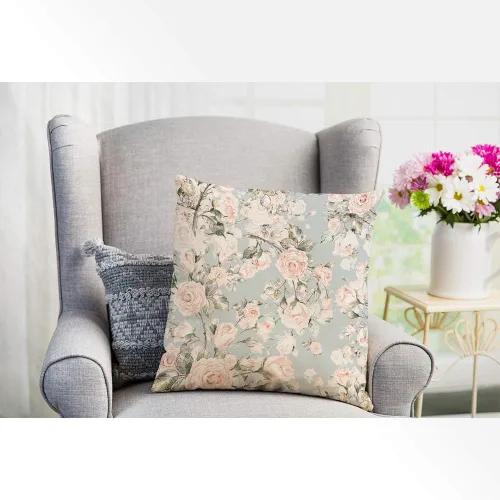 Vista 4 de EKOBLA Funda de cojín cuadrada con diseño de rosas de acuarela, diseño de flores vintage, diseño botánico, acogedor, para hombres, mujeres, niños