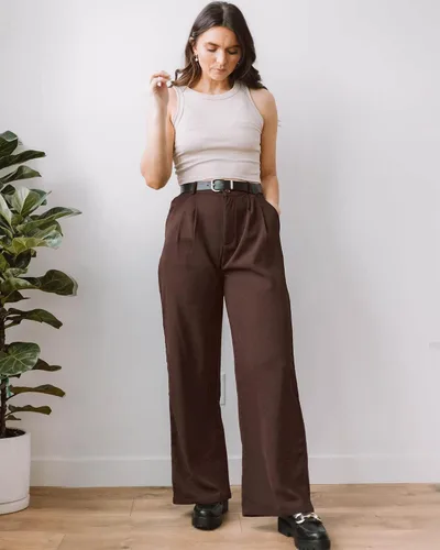 Vista 7 de GRAPENT Pantalones de pierna ancha para mujer, pantalones de vestir holgados de tiro alto para oficina, trabajo, negocios o uso informal