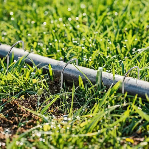 Vista 6 de 150 grapas de paisaje, estacas de jardín de 6 pulgadas, grapas de jardín de calibre 12, pasadores en forma de U resistentes galvanizados, estacas