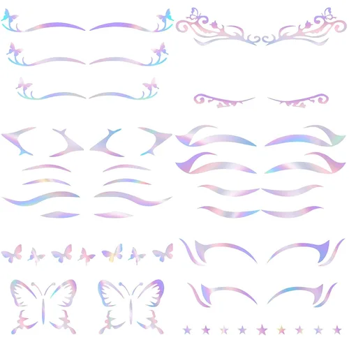 Vista 9 de ANCIRS Paquete de 6 calcomanías holográficas para maquillaje de ojos, 6 6 paquete