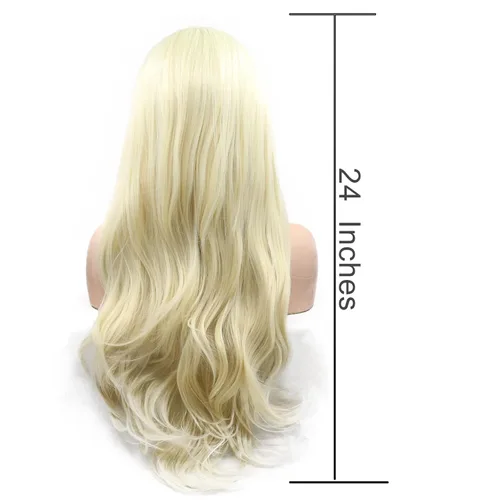 Vista 5 de 613 Peluca rubia realista sin pegamento con encaje frontal, peluca ondulada larga para mujeres blancas, 613 HD con encaje frontal, línea de cabello