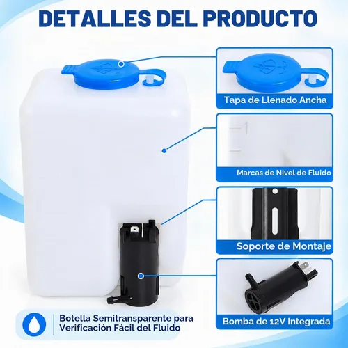 Vista 2 de Wadoy Kit de depósito de bomba de limpiaparabrisas universal 99300 depósito