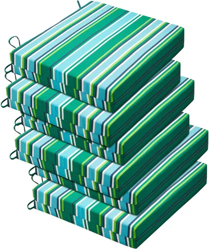 Vista 34 de Basic Beyond Juego de 4 cojines para sillas de exterior, cojines de exterior para muebles de patio, cojines resistentes al agua para sillas de patio