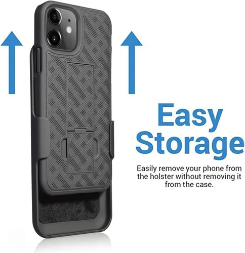Vista 5 de Aduro Combo de funda y funda para iPhone 11, carcasa delgada y funda giratoria con clip para cinturón, con soporte integrado para iPhone de Apple