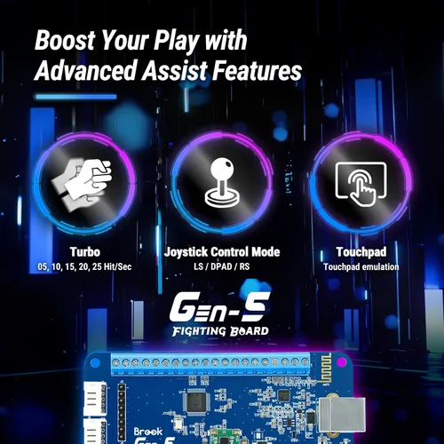 Vista 9 de Brook Gaming GEN 5 - Tablero de combate con cable - Compatible con PS5, PS4, NS, NS2 y PC/latencia ultra baja e iluminación RGB equipada
