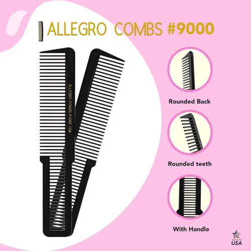 Vista 4 de Allegro Combs 9000 Clipper corte mezcla desvanecimiento Peines 6 Pk. (negro)