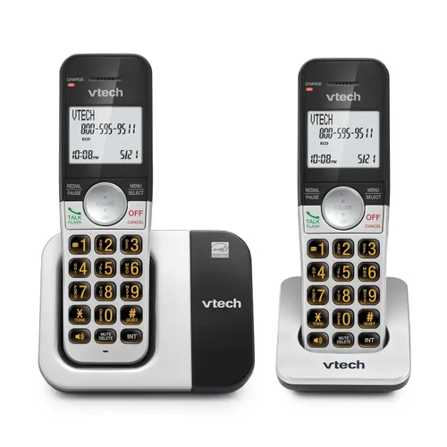 Vista 16 de VTech Teléfono inalámbrico con pantalla grande y botones grandes, DECT 6.0 con identificador de llamadas/llamada en espera, altavoz dúplex completo