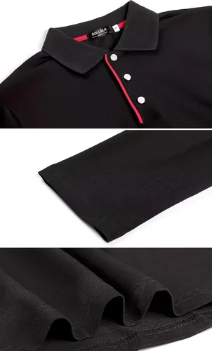 Vista 4 de Camisas polo de algodón para hombre, manga larga, absorben la humedad, camisas de golf con cuello