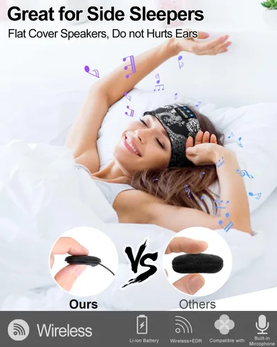 Vista 5 de LC-dolida Auriculares para Dormir Bluetooth Diadema Musical Diadema Banda Inalámbrica Diadema Auriculares con Altavoces Estéreo HD Delgados