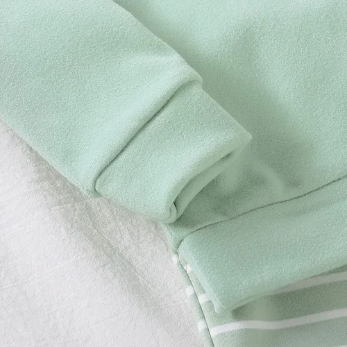 Vista 8 de Conjunto de sudadera para bebé niña y niña, conjunto de ropa de primavera e invierno de manga larga + pantalones a rayas, 2 piezas