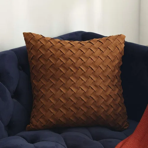 Vista 11 de vctops Funda de Almohada Decorativa con Patrón de Tejido de Canasta Boho, Gamuza Súper Suave, Funda de Cojín de Acento Cuadrada Sólida para Sillón