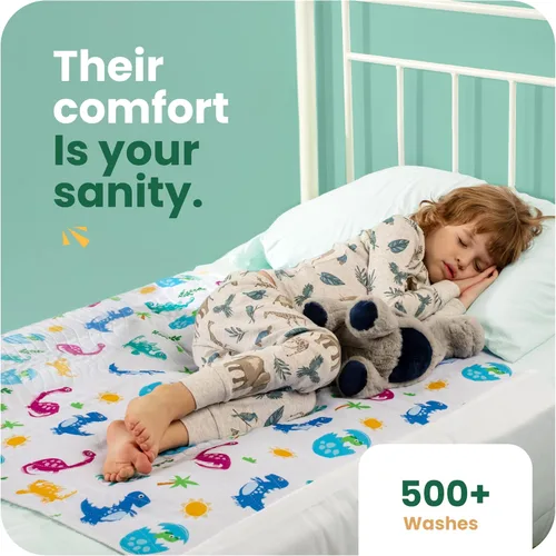 Vista 6 de IMPROVIA® Almohadillas para orinar para niños, impermeables, reutilizables, lavables, absorbentes, antideslizantes, diseño de dinosaurio