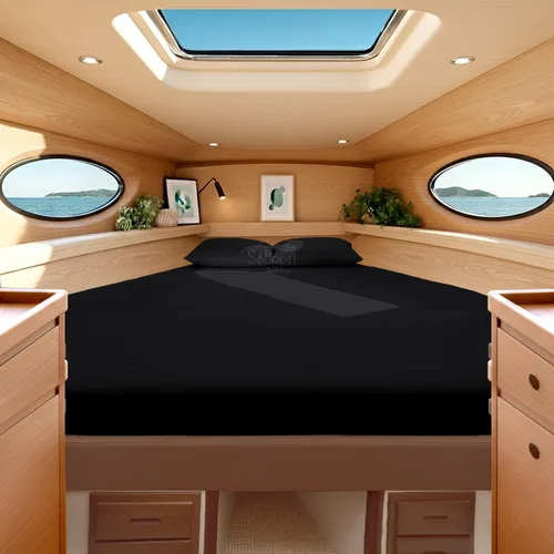 Vista 23 de Universal V Berth - Juego de sábanas de 4 piezas para barco, 100% algodón egipcio, la mejor ropa de cama de barco V, se adapta a colchones de hasta