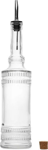 Vista 7 de BULK PARADISE Botella de vidrio decorativa transparente grande con boquilla y corcho, 32 onzas, 1 botella - Diseño: COGNAC (3 x 11.9 pulgadas)