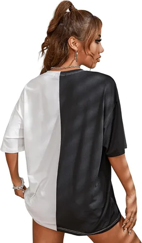 Vista 2 de SOLY HUX Camiseta de manga corta para mujer, con estampado gráfico, informal, con letras, para verano