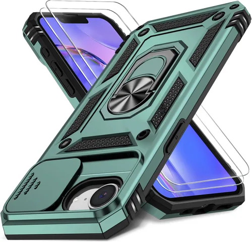 Vista 71 de Funda HakkTaoo para iPhone 13/iPhone 14 de 6.1 Pulgadas con Funda Deslizante para Cámara + Protector de Pantalla (2 Paquetes), Funda Protectora a