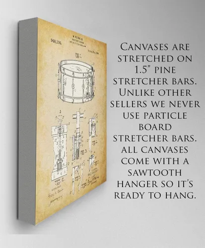Vista 5 de Waechtler Snare Drum Patent Print - Classic Music Studio Decor, Percussion Instrument Display, Orchestra Concert Band Poster, Great Gift for