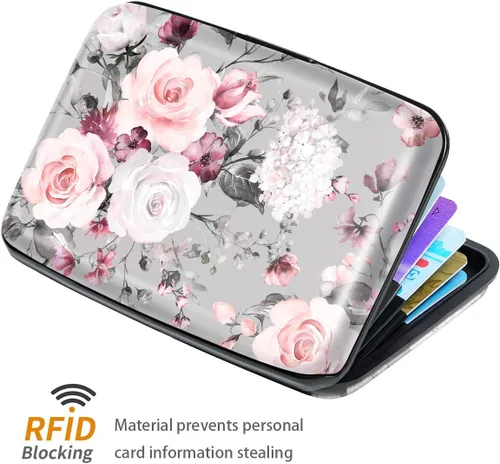 Vista 3 de Coco Rossi Mini tarjetero para mujeres u hombres, bloqueo RFID, funda rígida para tarjetas de identificación, cartera de viaje