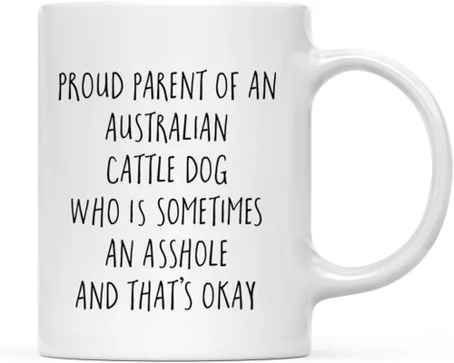 Vista 108 de Andaz Press Funny Dog - Taza de café de 11 onzas, regalo de broma, orgulloso padre de un afenpinscher que es a veces un gilipollas y eso está bien