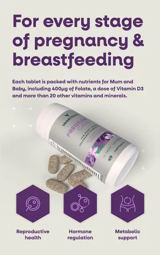 Vista 3 de VEGETOLOGY Vitaminas para el embarazo para mujeres – Vitaminas prenatales y vitaminas posnatales para madres lactantes con más de 20 vitaminas