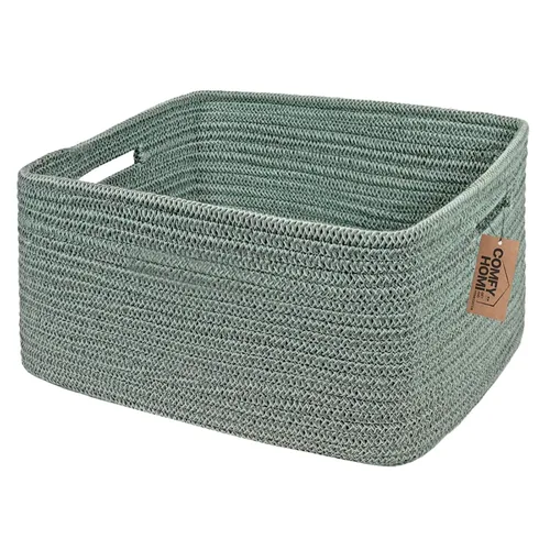 Vista 55 de COMFY-HOMI Cestas de almacenamiento de 11.5 x 7.5 x 4.7 pulgadas para organizar, cesta tejida de cuerda de algodón, caja de almacenamiento de marrón