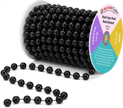 Vista 35 de Mandala Crafts Cadena de guirnalda de perlas negras de imitación de 0.157 Negro