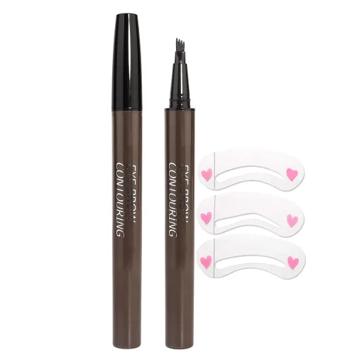 Vista 15 de Lápiz de tinta para cejas de Brow Stylist - Micro lápiz para cejas de 4 puntas con juego de elevación y agarre, con 3 plantillas para cejas