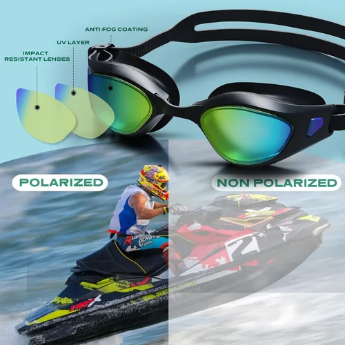 Vista 2 de Gafas de natación, gafas de natación polarizadas, antiniebla, sin fugas, protección UV, gafas de natación de visión amplia para mujeres y hombres