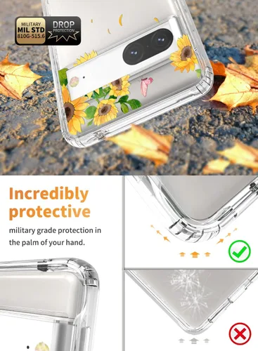 Vista 4 de for Google Pixel 7 Case，Google 7 Phone Case，for Girls Women Cover Design Dual Layer Slim Fit Drop Proof Impact Resistant Shockproof Clear Case