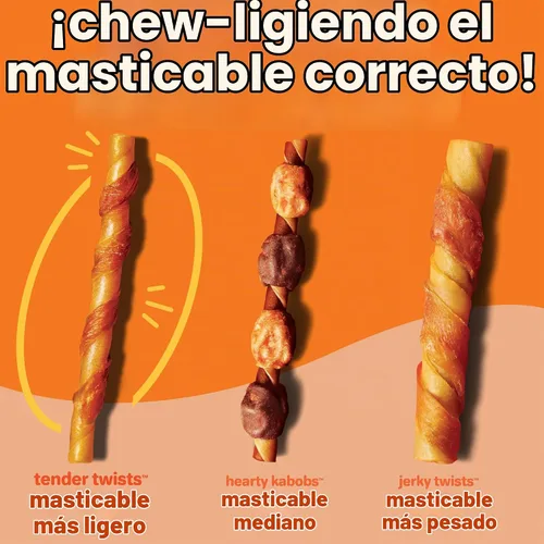 Vista 2 de Hartz Oinkies Tender Twists con pechuga de pollo real sin piel cruda para perros, masticables altamente digeribles para perros, 18