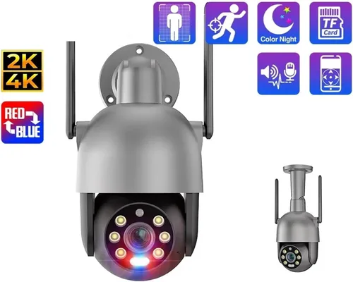 Vista 2 de 4MP PTZ WiFi IP Camera Two-Way Audio Outdoor CCTV Security Camera Smart AI Human Detection Color Night Vision(4pcs 4MP Camera)